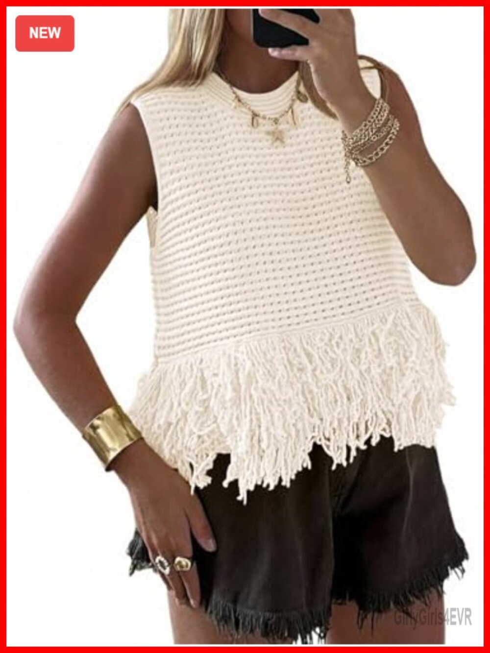 Crochet Crop Tank Top Fringe Boho Summer Sweater Vest